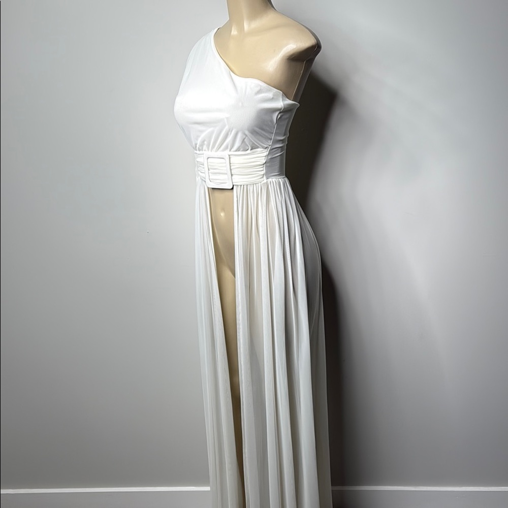 A3 Design White One-Shoulder Ruched Top - Picture 4 of 11